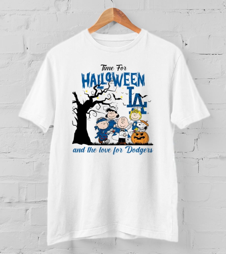 Time For Halloween LA And The Love For Dodgers Peanuts Characters T-Shirt