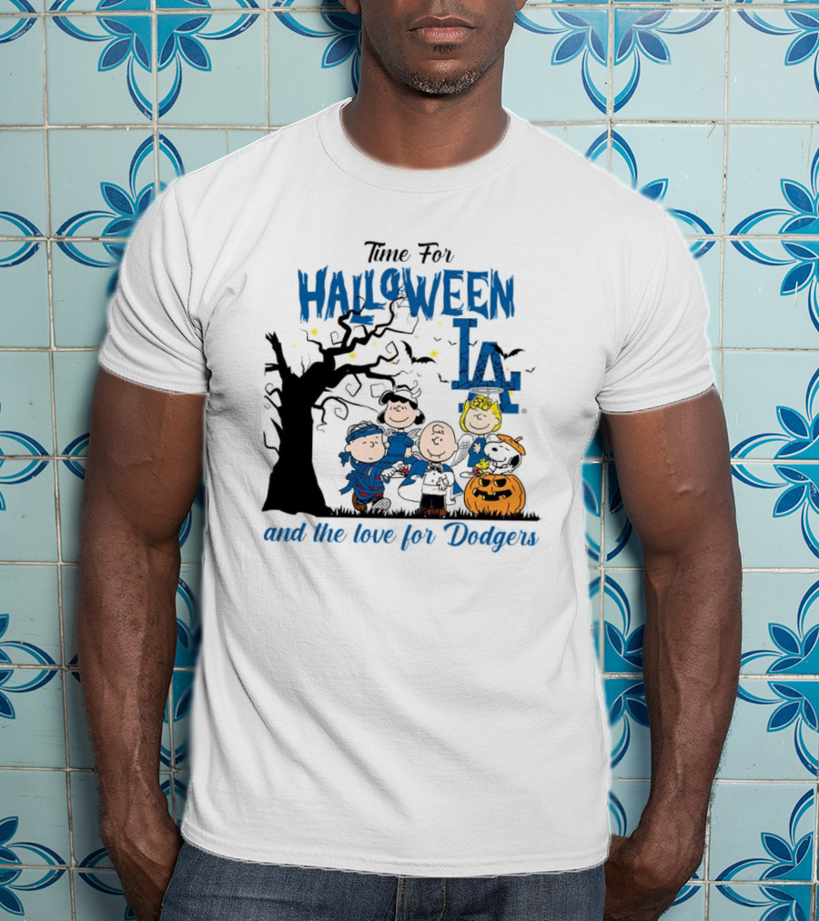Time For Halloween LA And The Love For Dodgers Peanuts Characters T-Shirt
