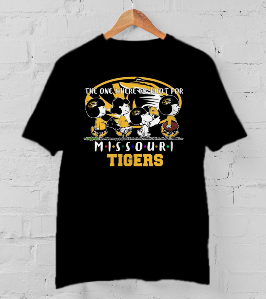 The One Where We Root For Missouri Tigers Peanuts Characters Walking With Missouri T-Shirt