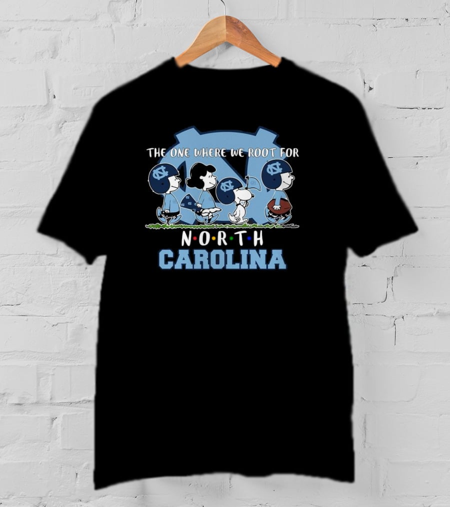 Peanuts Characters Rooting For North Carolina Tar Heels With UNC Helmets T-Shirt