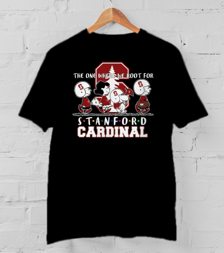 Peanuts Characters Supporting Stanford Cardinal Football With Iconic Team T-Shirt