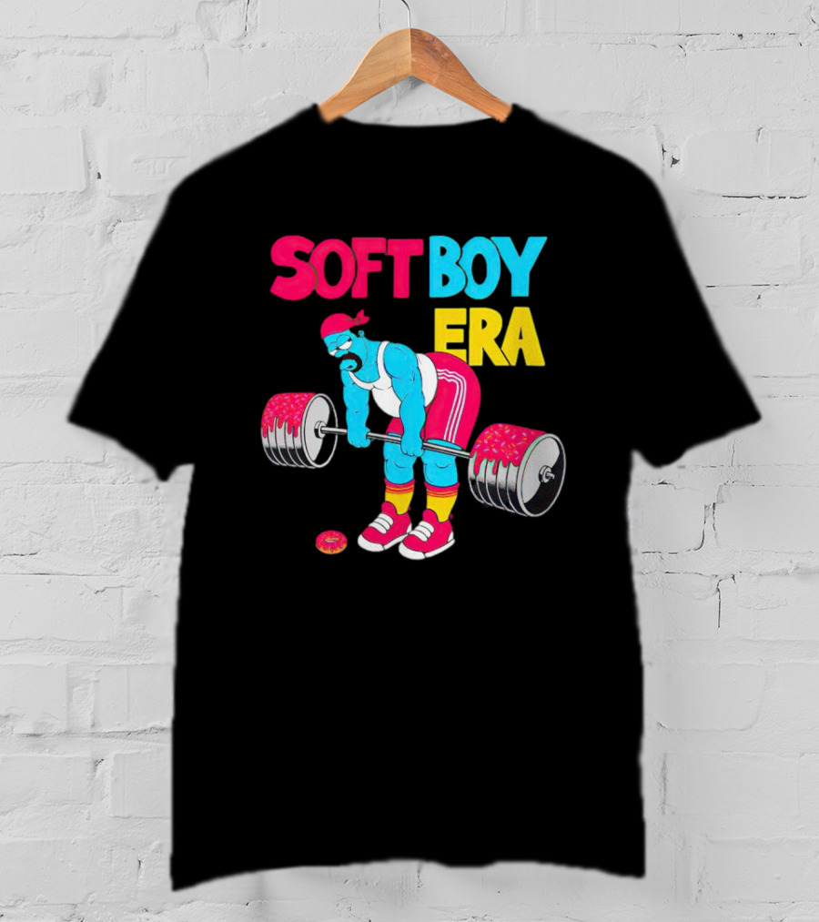 Soft Boy Era Donut Weightlifting Cartoon T-Shirt