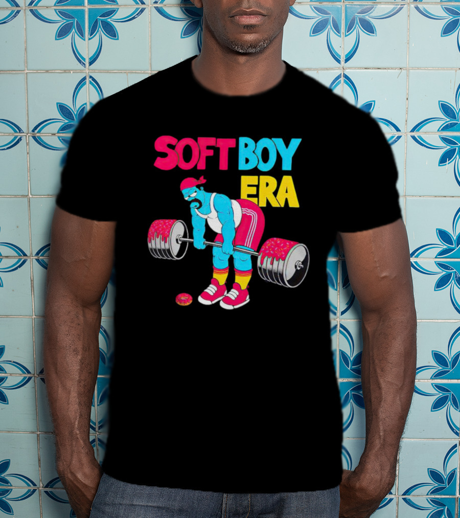 Soft Boy Era Donut Weightlifting Cartoon T-Shirt