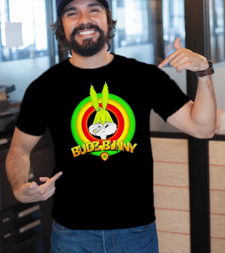Budz Bunny Cannabis Inspired Cartoon Character T-Shirt