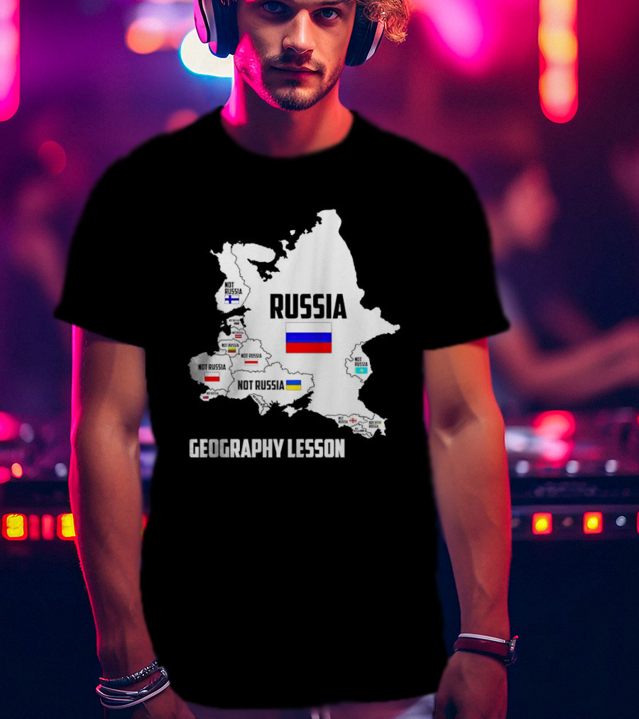 Geography Lesson Not Russia Map With Flags T-Shirt