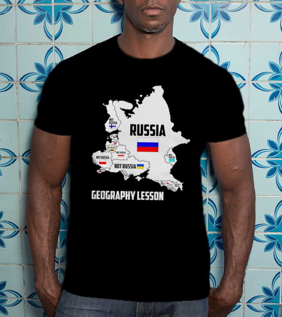 Geography Lesson Not Russia Map With Flags T-Shirt
