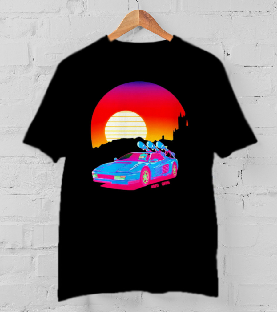 NAFO Crimea Sunset Neon Retro Car At Vibrant Skyline T-Shirt