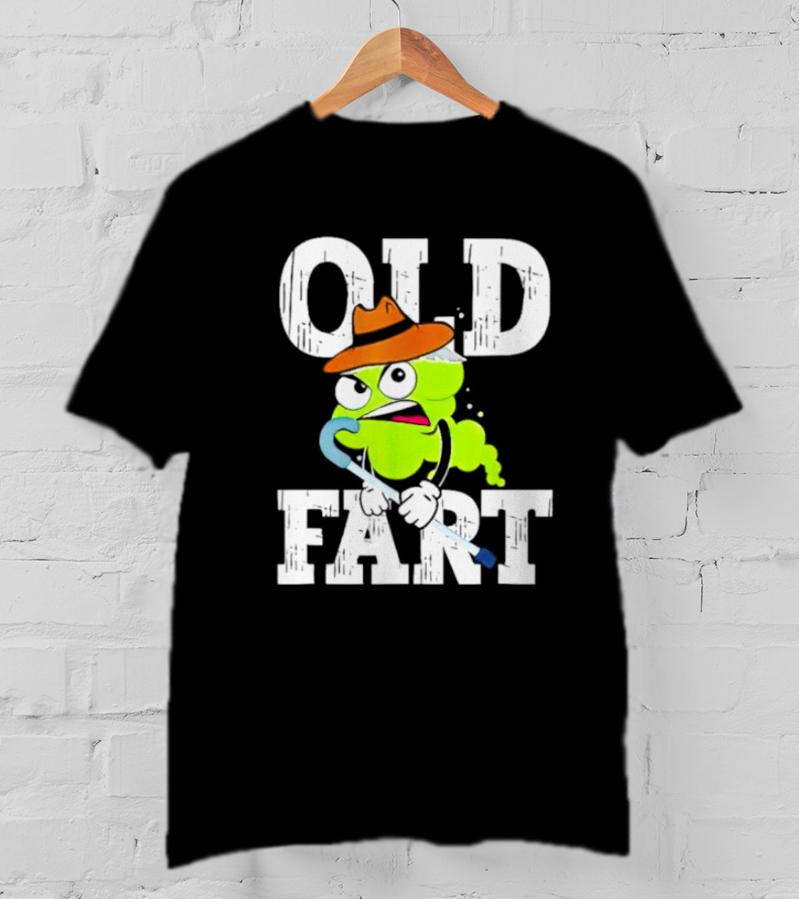 Old Fart Wearing Fedora With Cane Character T-Shirt