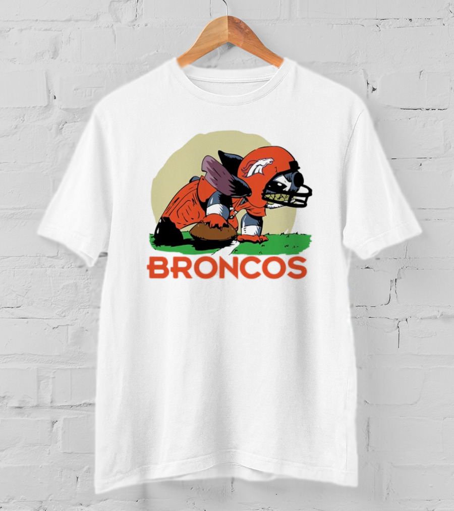 Angry Stitch NFL Football Broncos Helmet Rugged Player T-Shirt