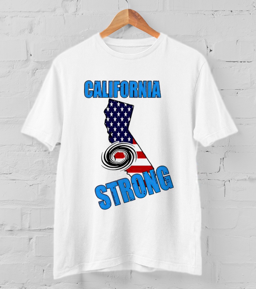 California Strong Hurricane Hilary California Map American Flag T-Shirt