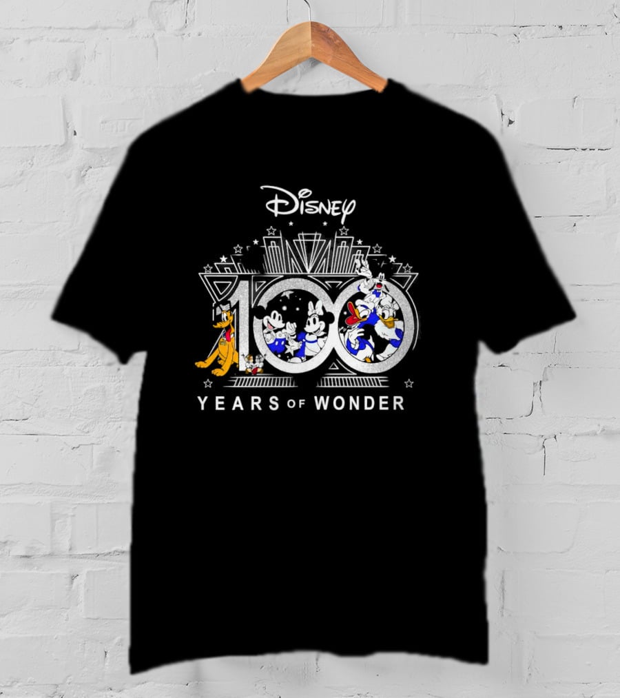 Disney 100 Years Of Wonder Mickey Minnie Donald Pluto T-Shirt