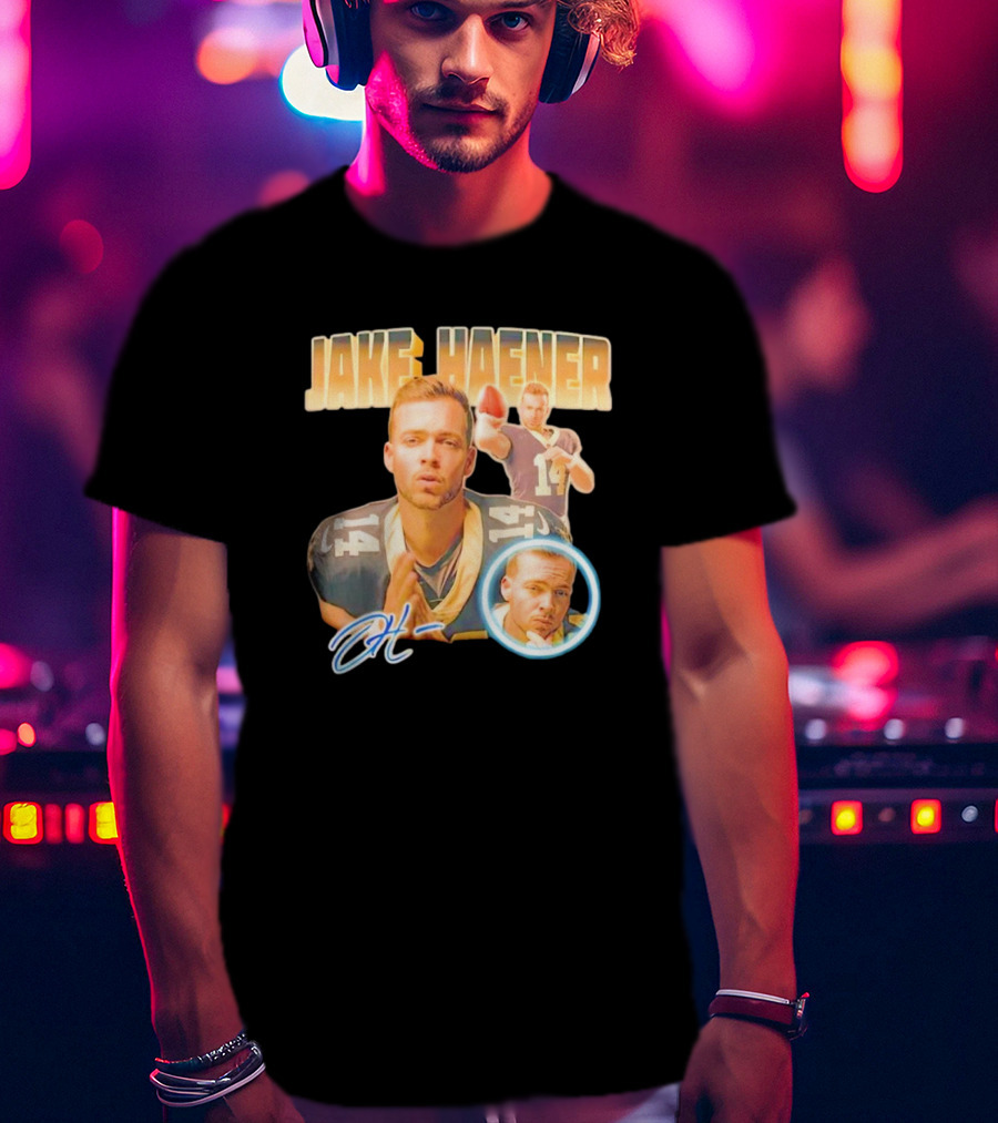 Jake Haener 14 Football Iconic Pose H- Signature T-Shirt