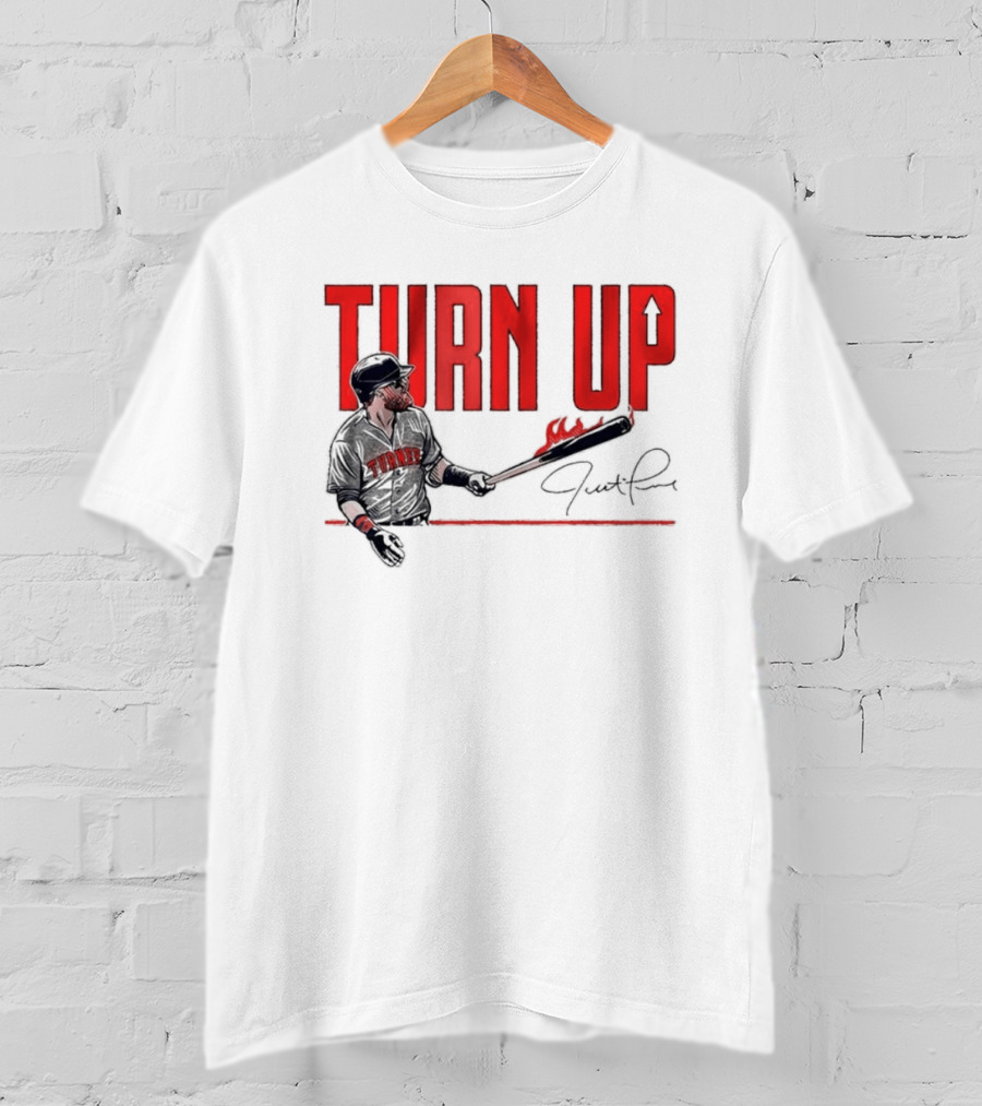 Justin Turner Baseball Turn Up Fire Bat Signature T-Shirt
