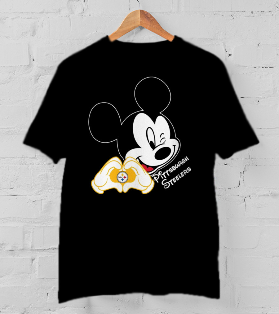 Mickey Mouse Heart Hands Pittsburgh Steelers T-Shirt