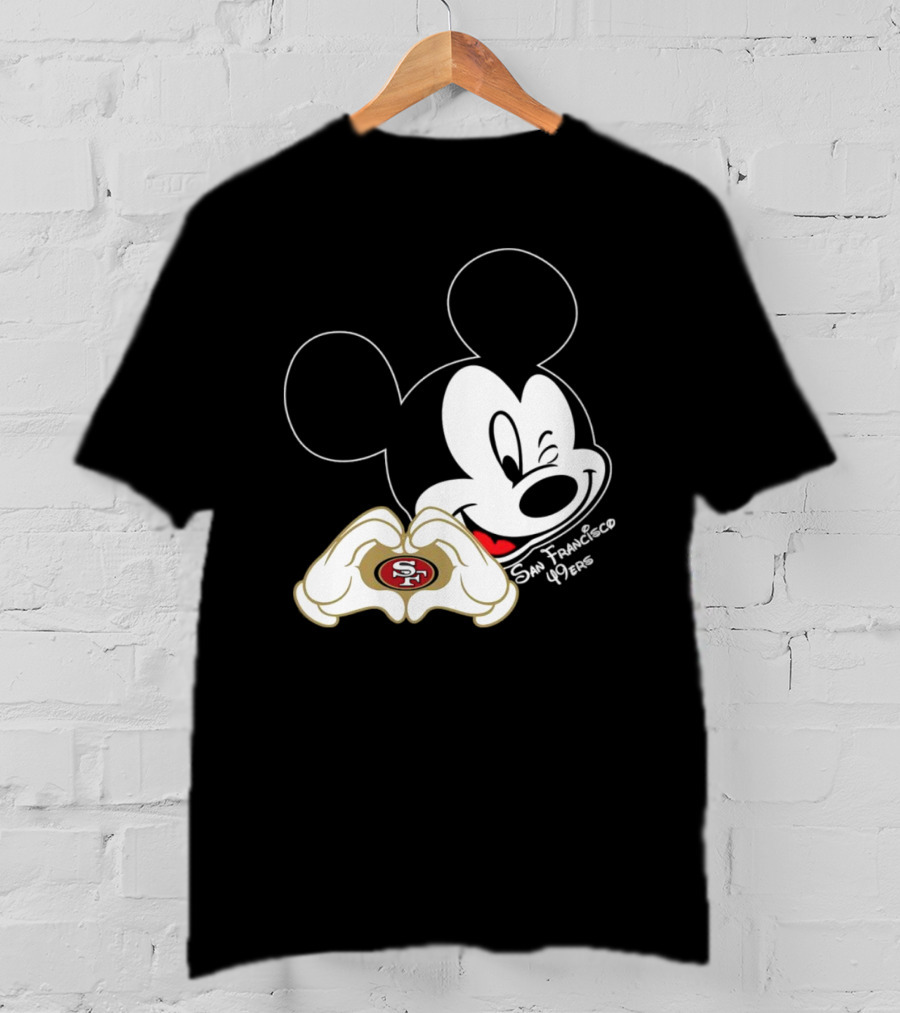 Mickey Mouse Heart Hands With San Francisco 49ers T-Shirt