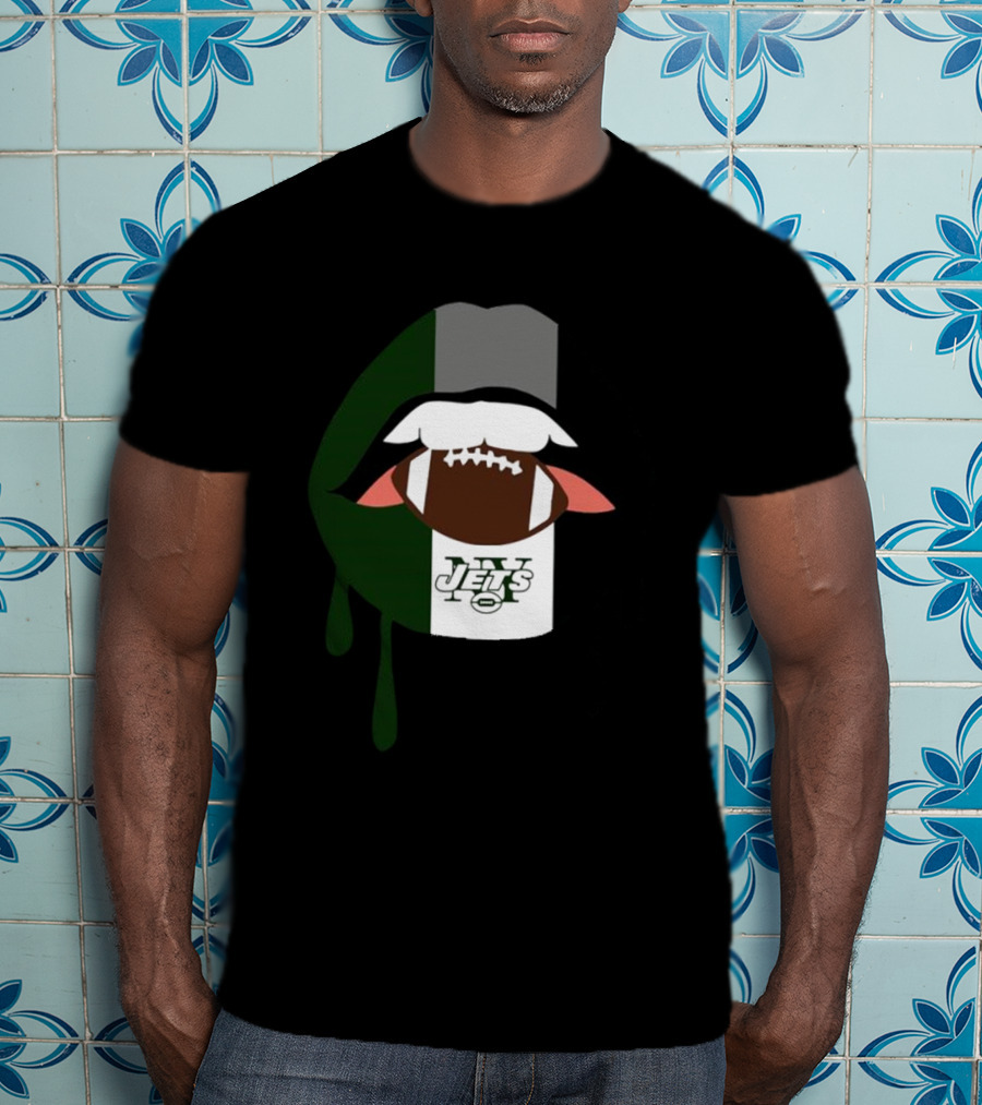 Jets Lips Football Drip New York T-Shirt