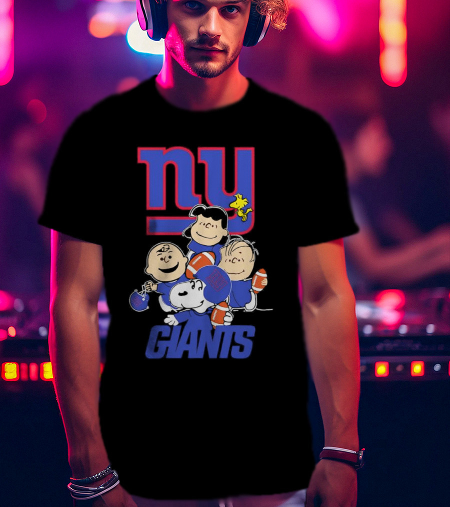 NY Giants Peanuts Characters Football T-Shirt