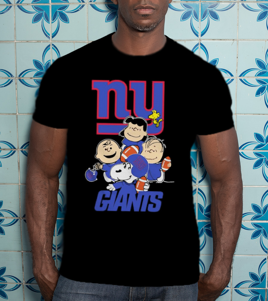 NY Giants Peanuts Characters Football T-Shirt