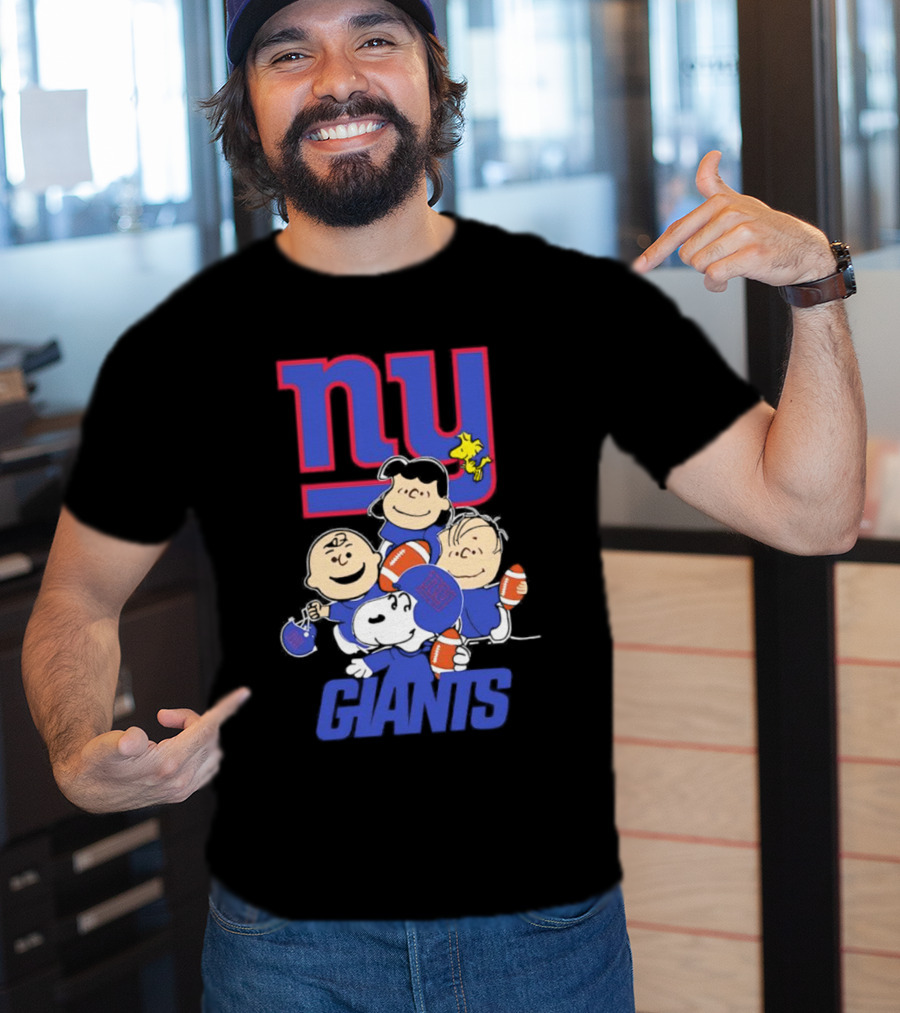 NY Giants Peanuts Characters Football T-Shirt