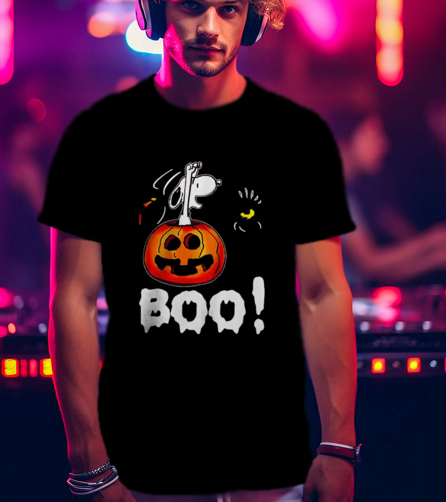 Snoopy And Jack-O'-Lantern Boo Halloween T-Shirt