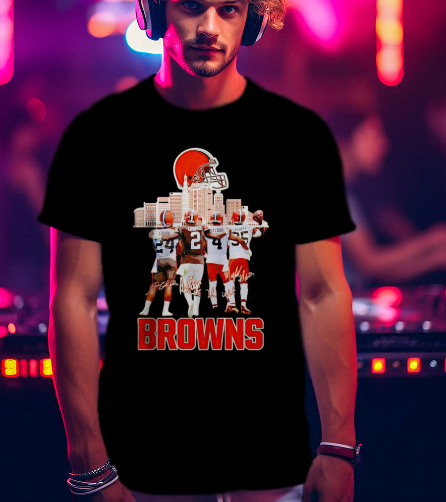 Browns Chubb Cooper Watson Garrett Cityscape Signatures T-Shirt