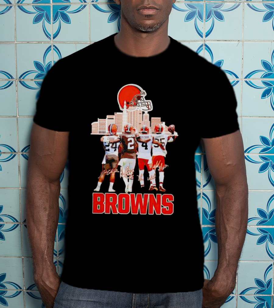 Browns Chubb Cooper Watson Garrett Cityscape Signatures T-Shirt