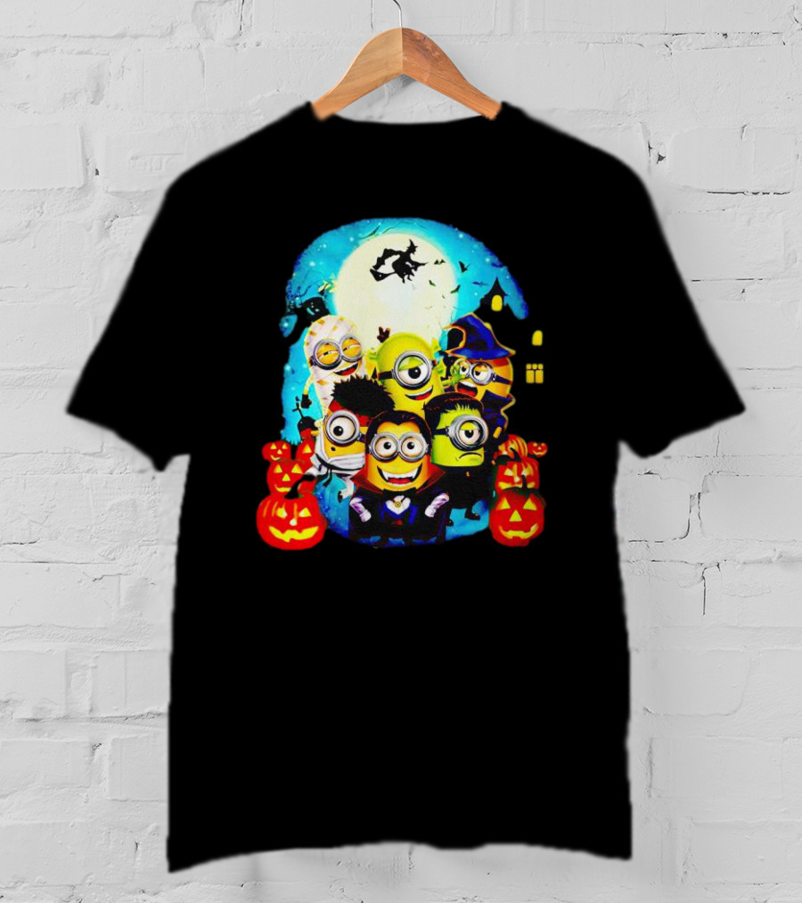 Minion Halloween Trick Or Treat With Spooky Theme And Pumpkins T-Shirt