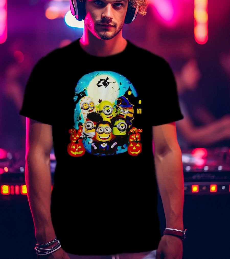 Minion Halloween Trick Or Treat With Spooky Theme And Pumpkins T-Shirt