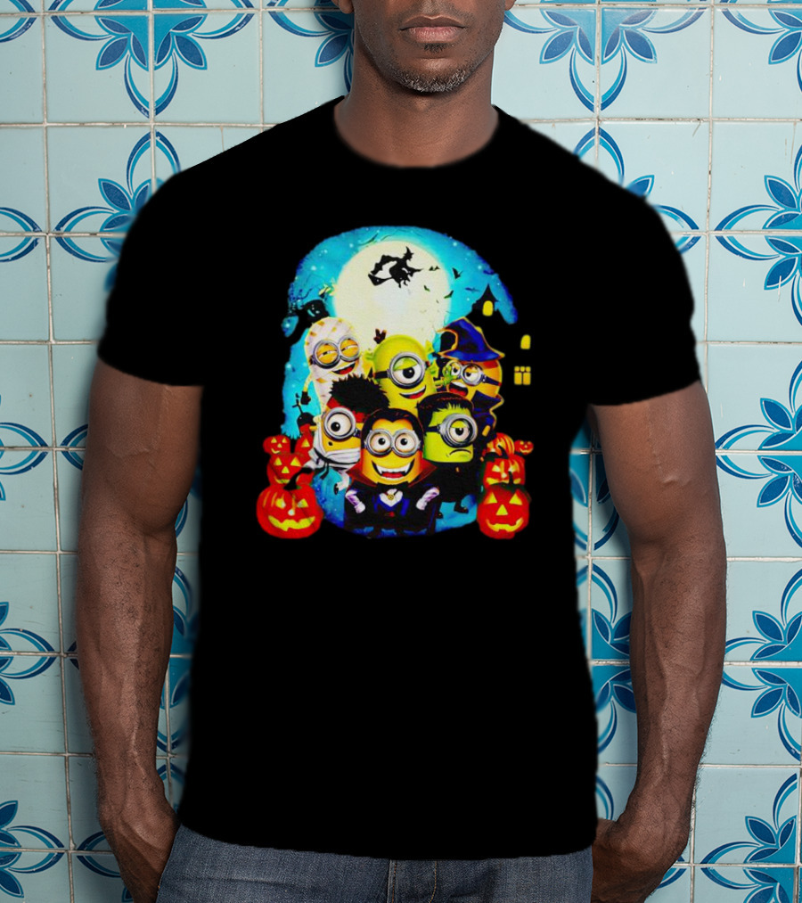 Minion Halloween Trick Or Treat With Spooky Theme And Pumpkins T-Shirt