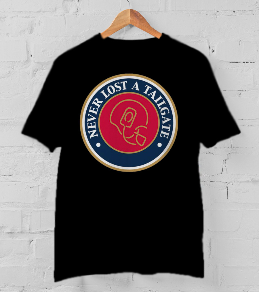 Never Lost A Tailgate Football Helmet Red And Blue Circle Badge T-Shirt