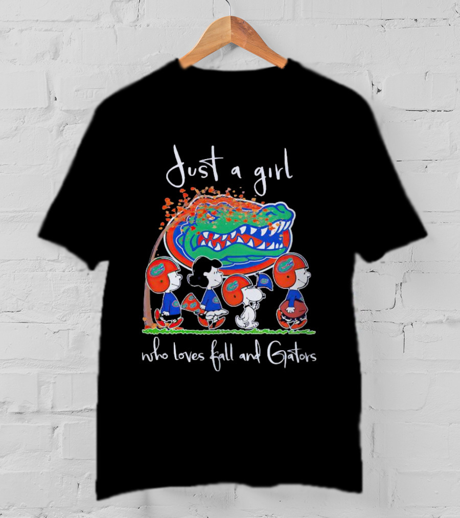 Just A Girl Who Loves Fall And Florida Gators Peanuts Characters T-Shirt