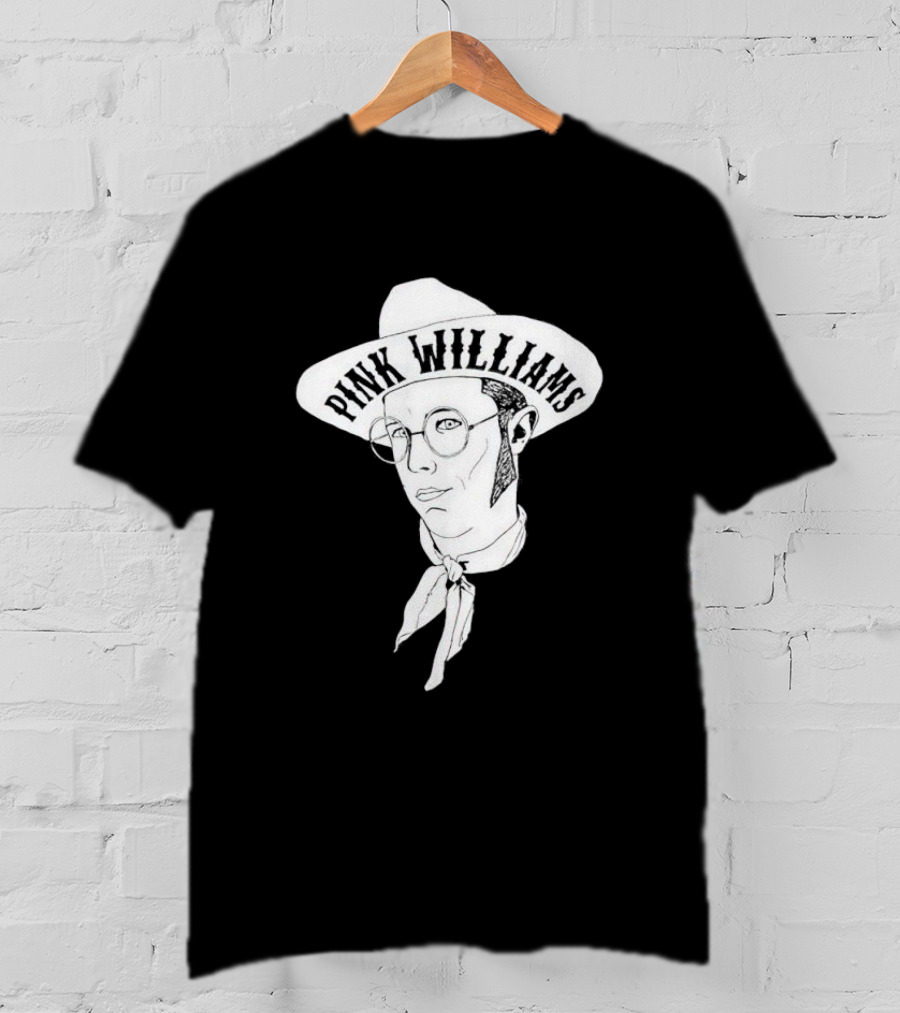 PINK WILLIAMS Cowboy Hat Illustration With Glasses And Scarf T-Shirt