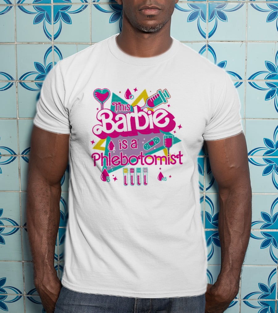 This Barbie Is A Phlebotomist Retro Style With Syringe And Blood Type Icons T-Shirt
