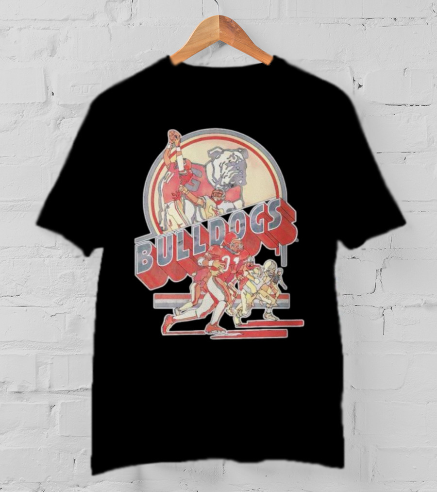Bulldogs Vintage Football Game Action With Mascot T-Shirt