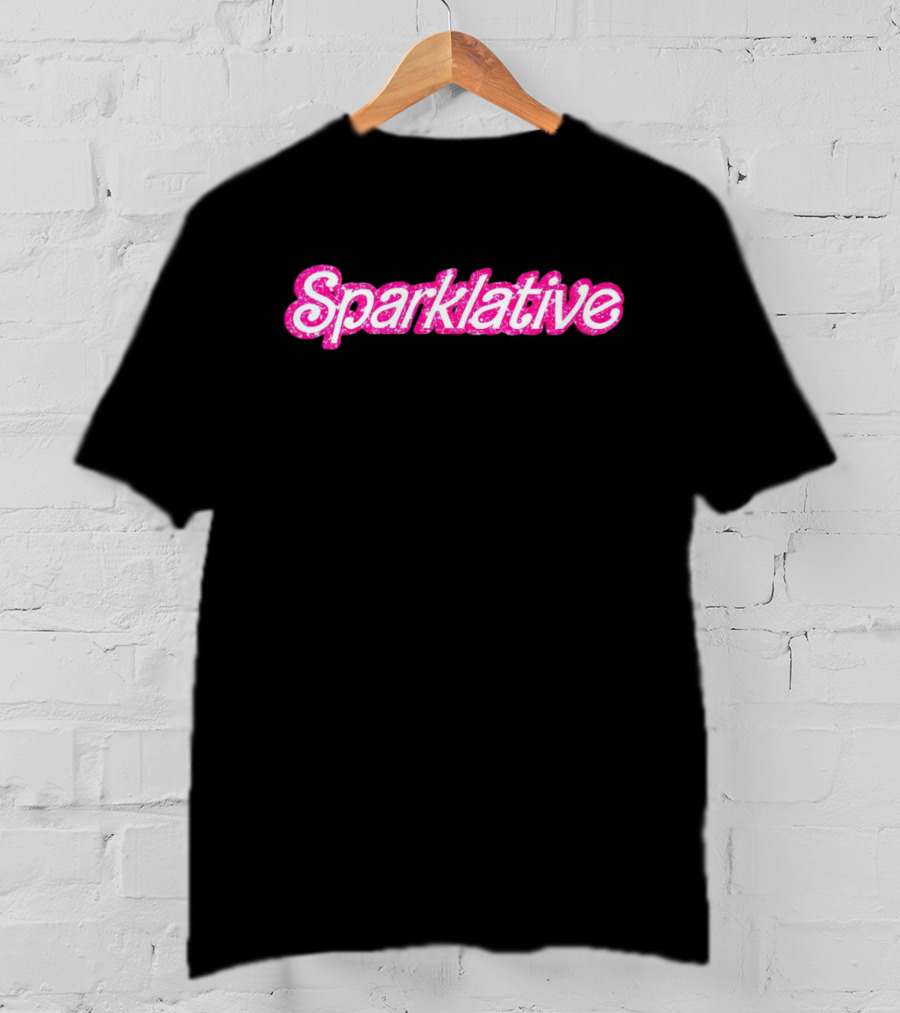 Barbie Sparklative Text In Pink Glitter T-Shirt