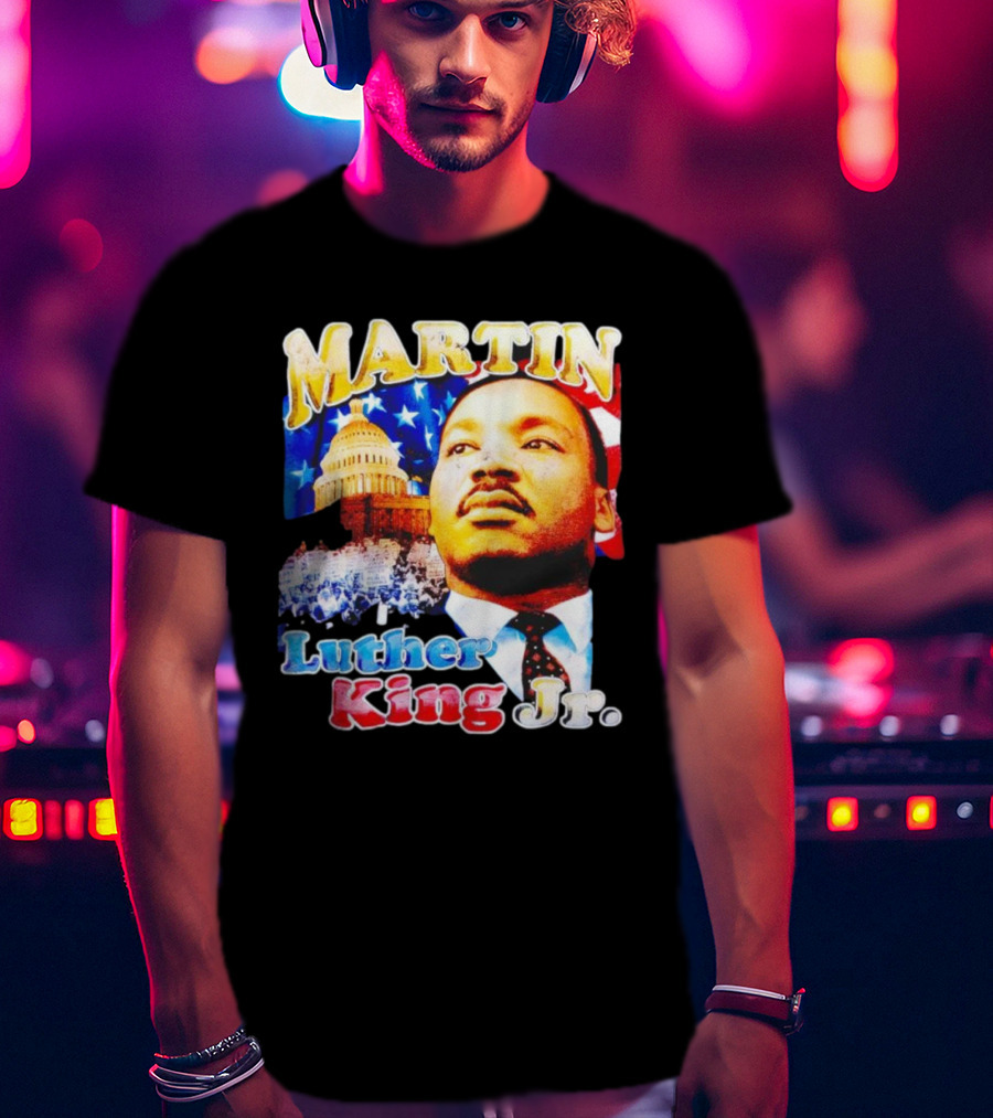 Martin Luther King Jr Vintage 90s American Flag Capitol T-Shirt
