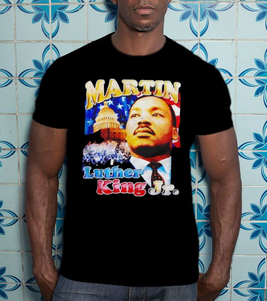 Martin Luther King Jr Vintage 90s American Flag Capitol T-Shirt