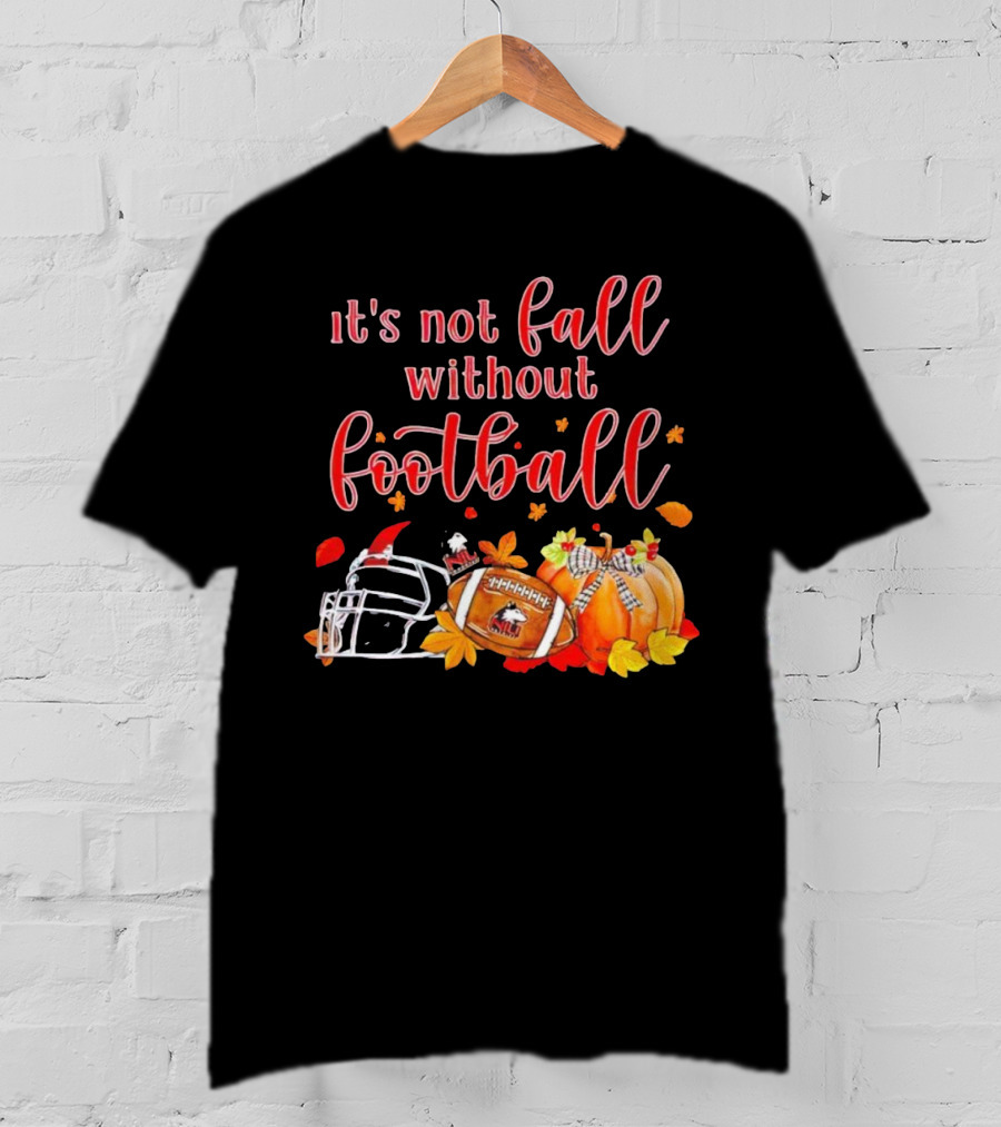 Northern Illinois Huskies It's Not Fall Without Football Helmet Pumpkin Leaves T-Shirt