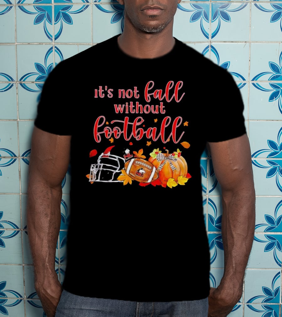 Northern Illinois Huskies It's Not Fall Without Football Helmet Pumpkin Leaves T-Shirt