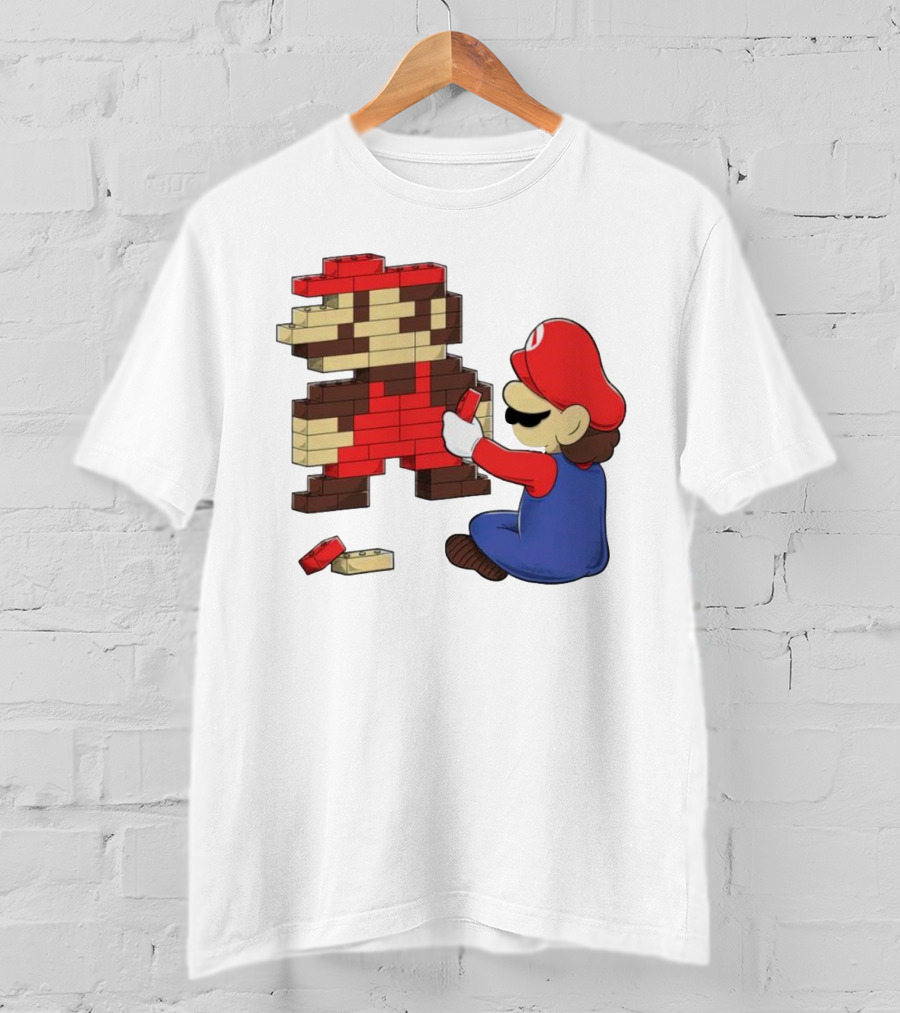 Super Mario Pixel Blocks Retro Builder T-Shirt
