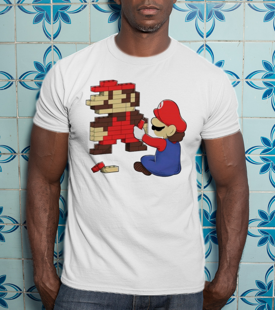 Super Mario Pixel Blocks Retro Builder T-Shirt
