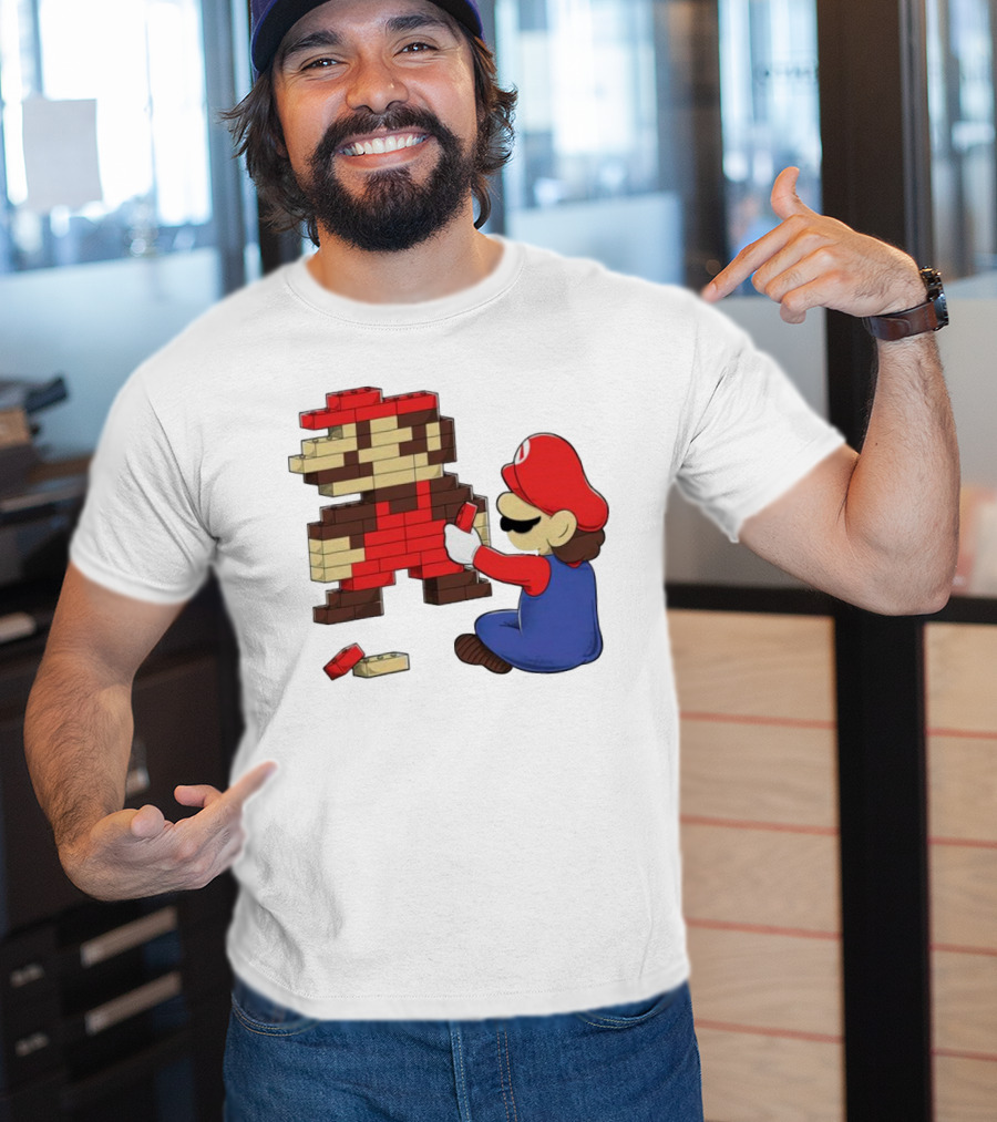 Super Mario Pixel Blocks Retro Builder T-Shirt
