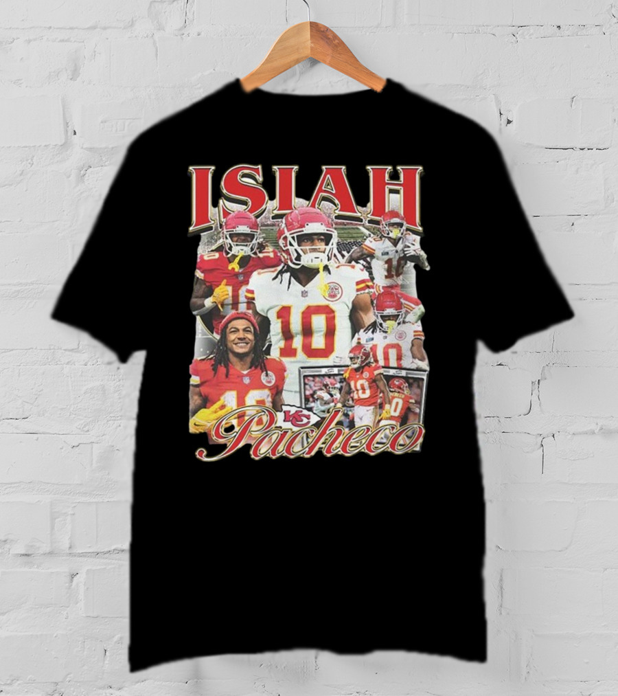 Isiah Pacheco 90s Kansas City Chiefs Football Collage T-Shirt
