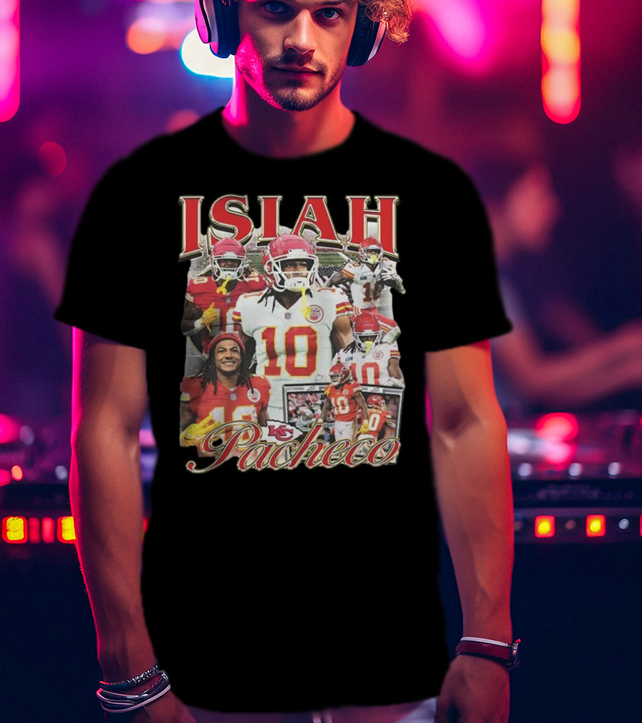 Isiah Pacheco 90s Kansas City Chiefs Football Collage T-Shirt