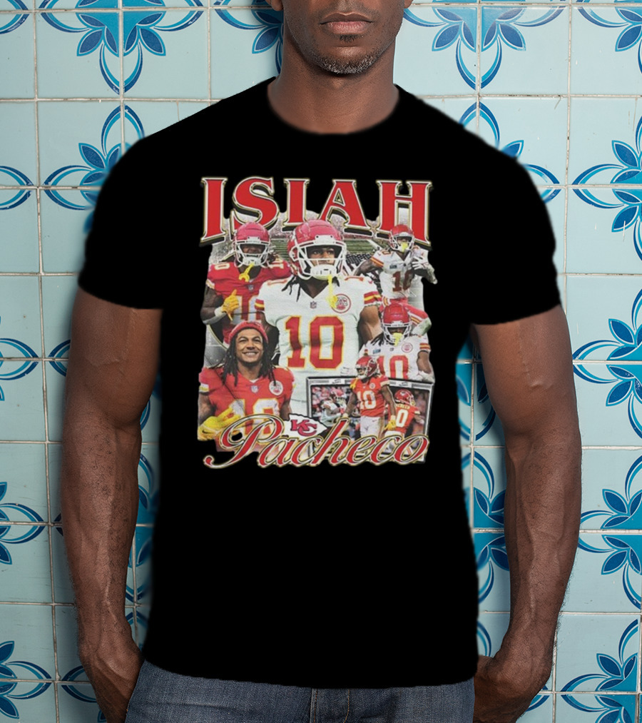 Isiah Pacheco 90s Kansas City Chiefs Football Collage T-Shirt