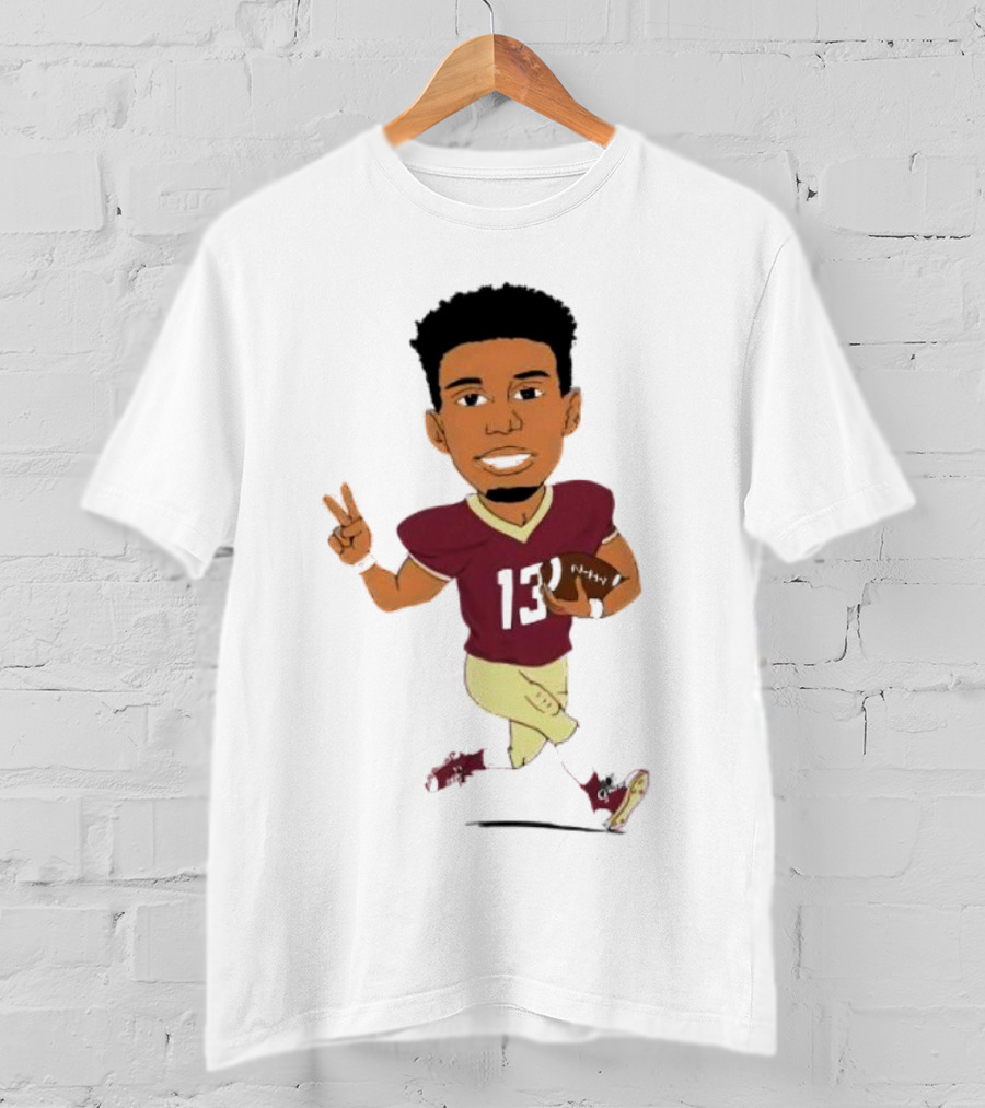 Jordan Travis II Cartoon Football Character Number 13 T-Shirt