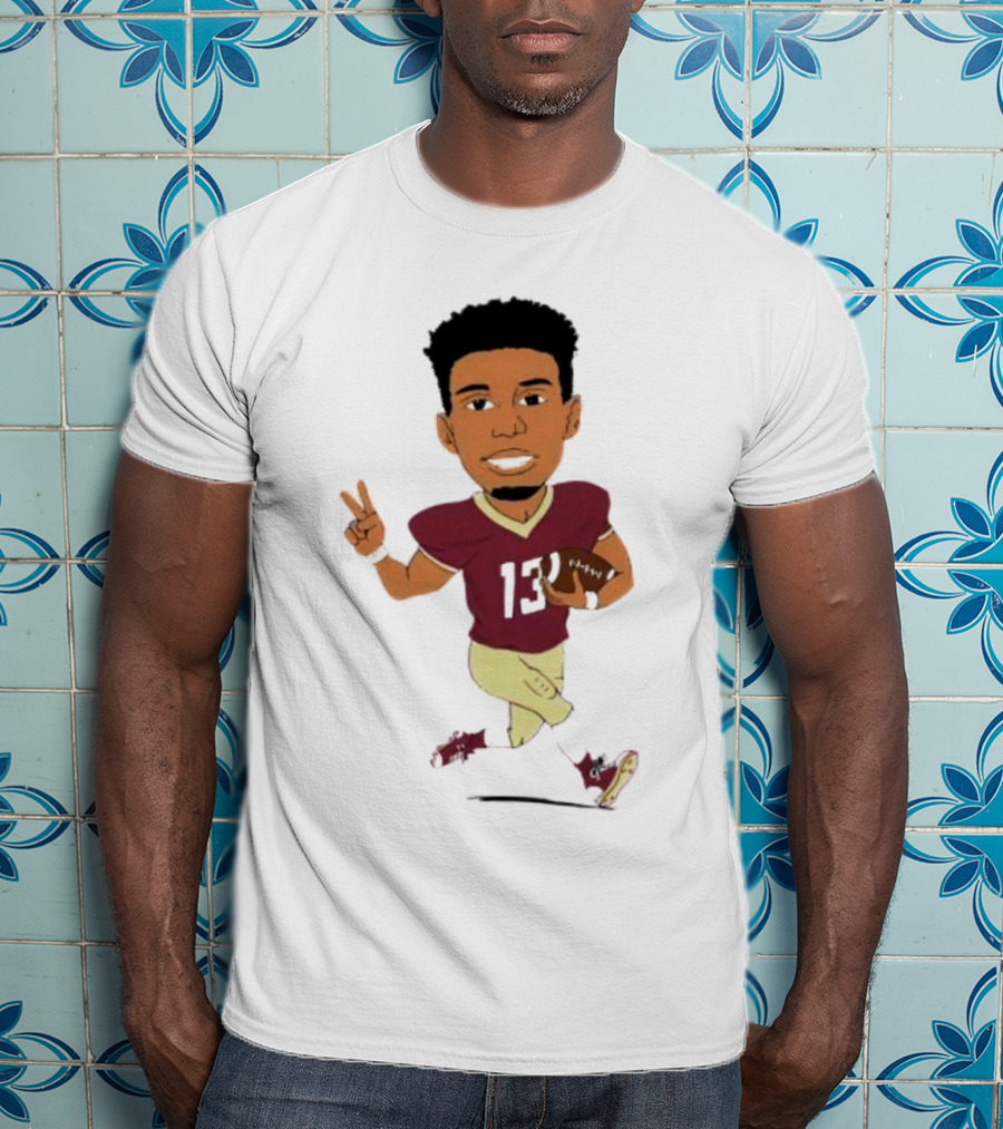 Jordan Travis II Cartoon Football Character Number 13 T-Shirt