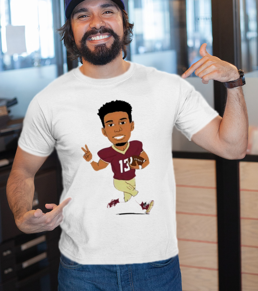 Jordan Travis II Cartoon Football Character Number 13 T-Shirt