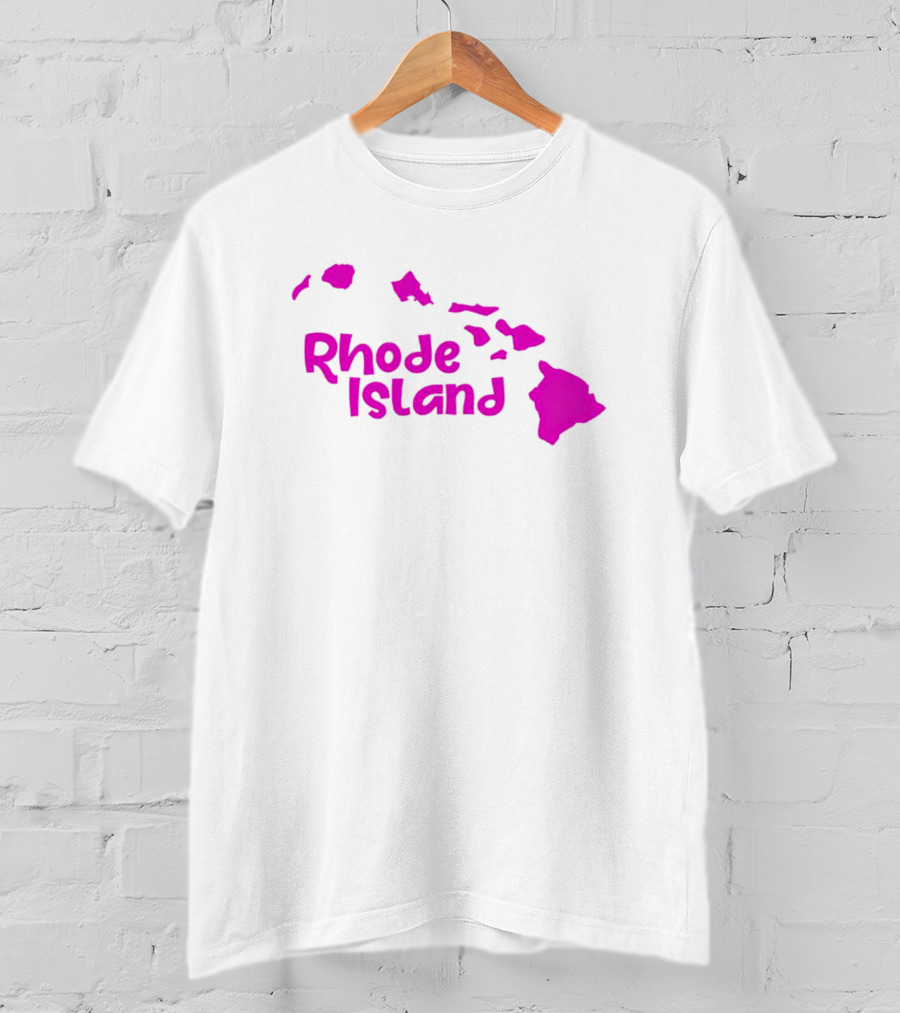 Rhode Island Hawaii Islands Silhouette Pink T-Shirt