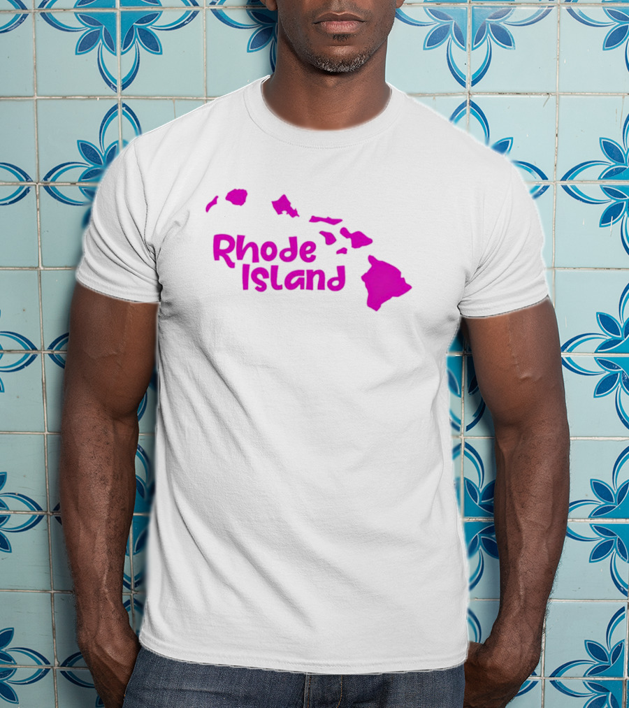 Rhode Island Hawaii Islands Silhouette Pink T-Shirt